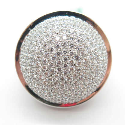 925 Sterling Silver Pave C Z Domed Ring Size 8
