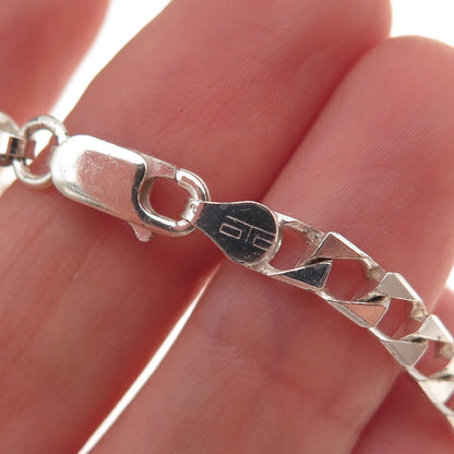 925 Sterling Silver Vintage Italy Curb Chain Necklace 22"