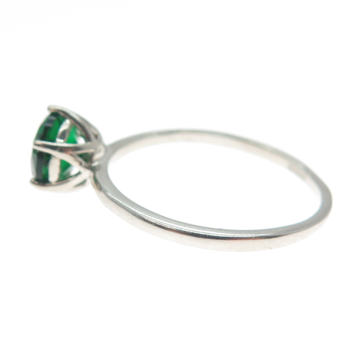 DAZZLERS 925 Sterling Silver Round-Cut Nano Chrome Diopside Ring Size 10.25
