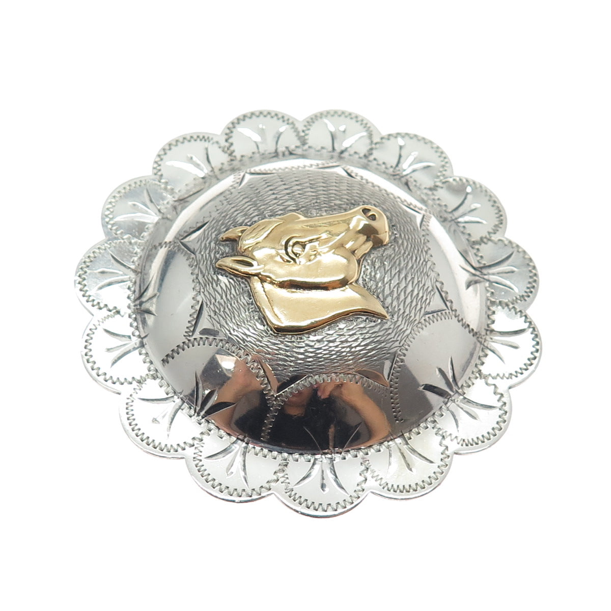 Old Pawn 925 Sterling Silver 2-Tone Vintage Southwestern Horse Bolo Tie Buckle