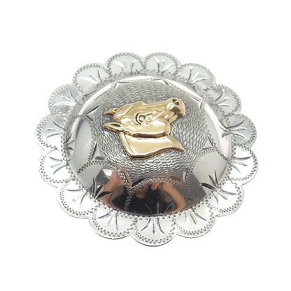 Old Pawn 925 Sterling Silver 2-Tone Vintage Southwestern Horse Bolo Tie Buckle
