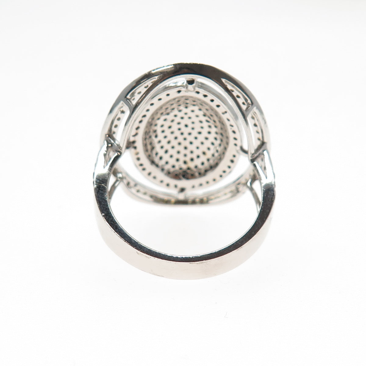 925 Sterling Silver Real Round-Cut Black Spinel & Citrine Ring Size 8.5