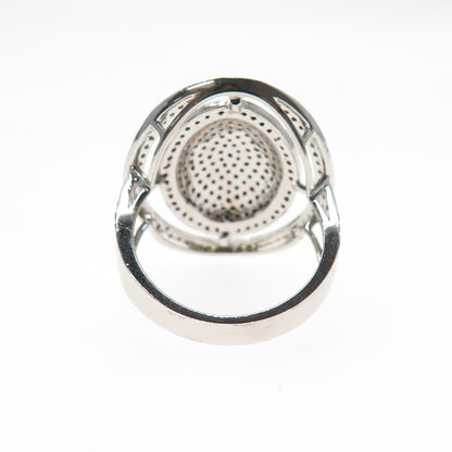 925 Sterling Silver Real Round-Cut Black Spinel & Citrine Ring Size 8.5