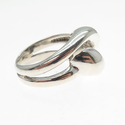 925 Sterling Silver Vintage Modernist Yin Yang Ring Size 6.5