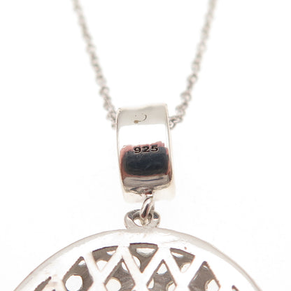 925 Sterling Silver Vintage Real White Topaz Crescent Cable Chain Necklace 18"