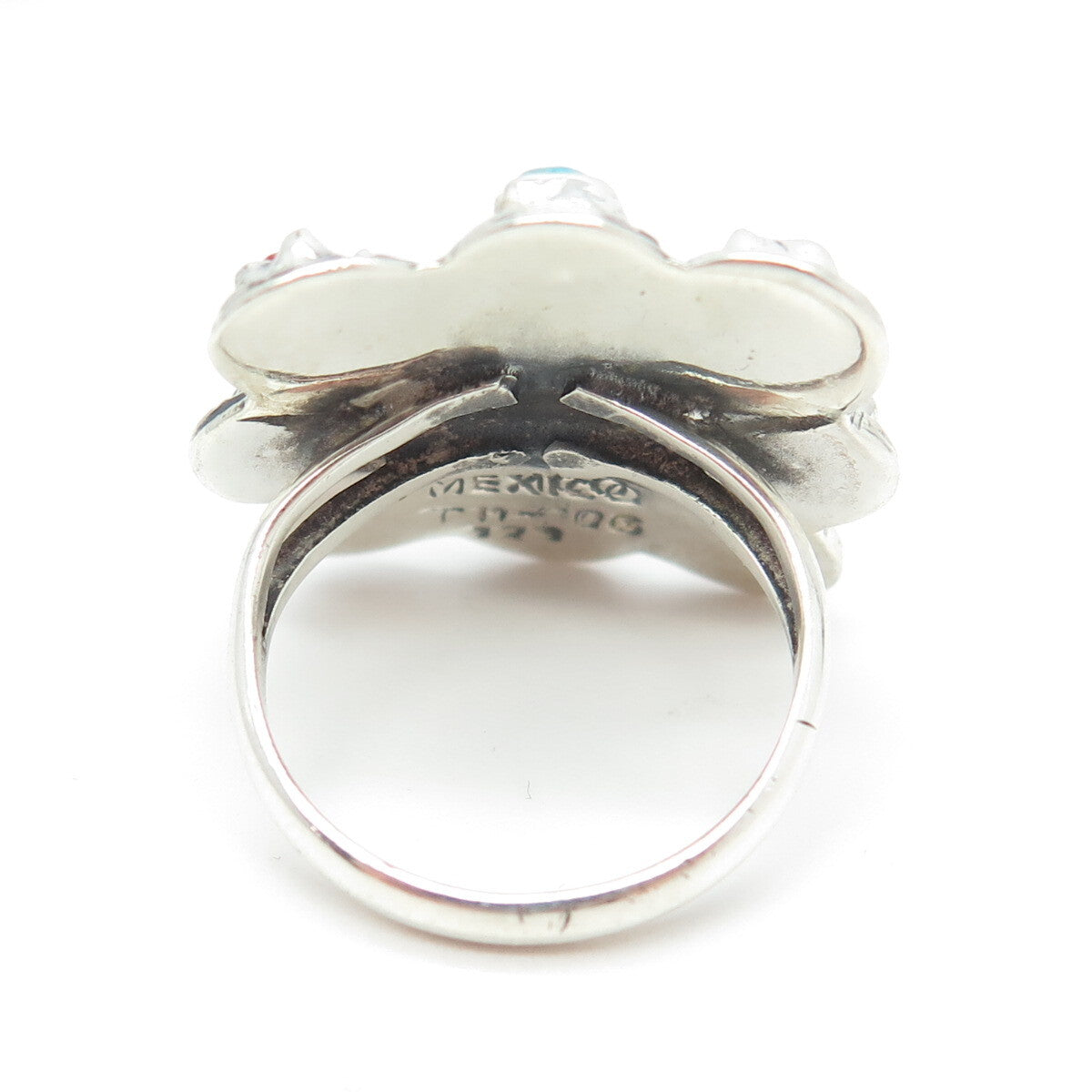 925 Sterling Silver Vintage Mexico Multi-Gem Ring Size 6.25 (missing 1 stone)