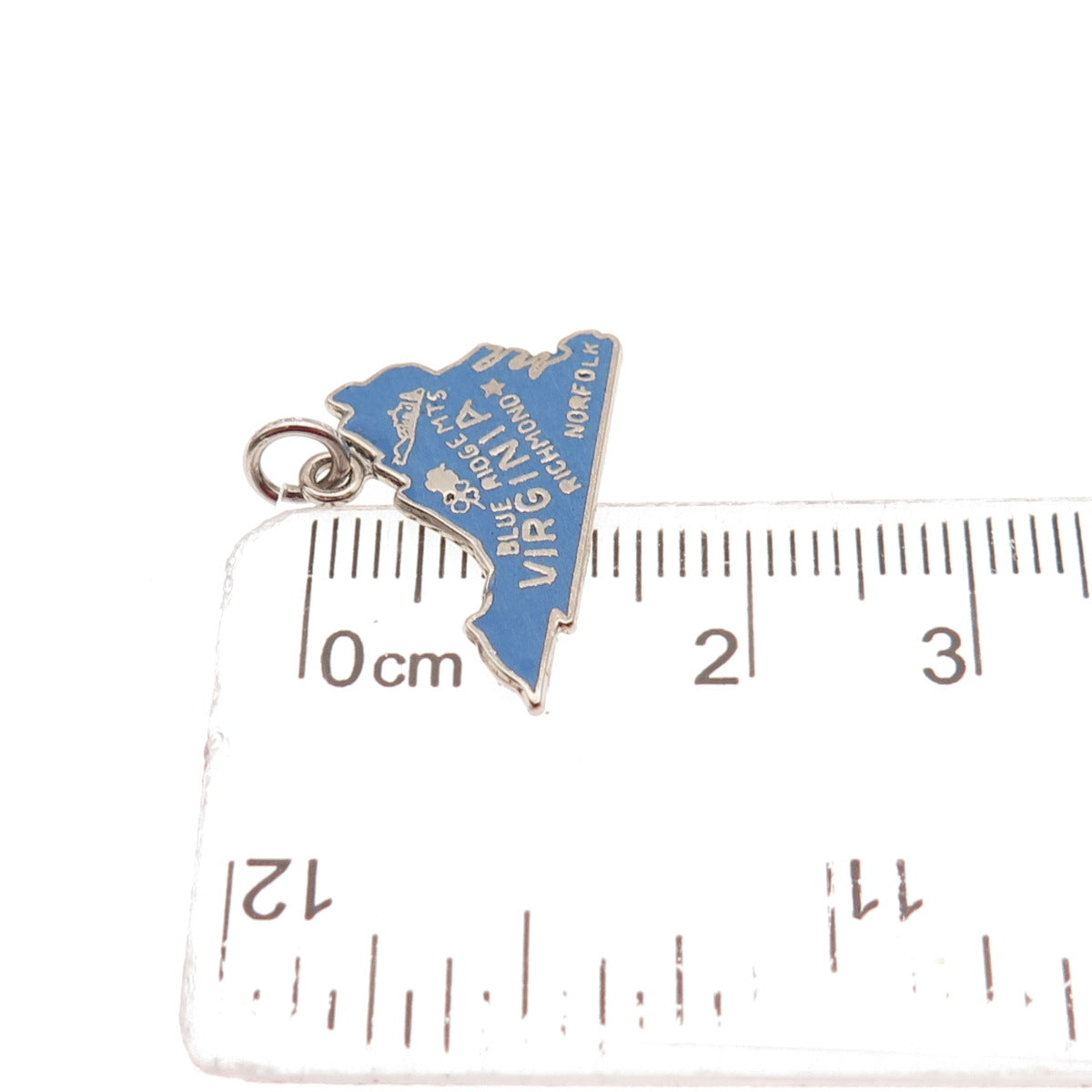 FRENCH & FRANKLIN 925 Sterling Silver Vintage Enamel Virginia Mini Charm Pendant