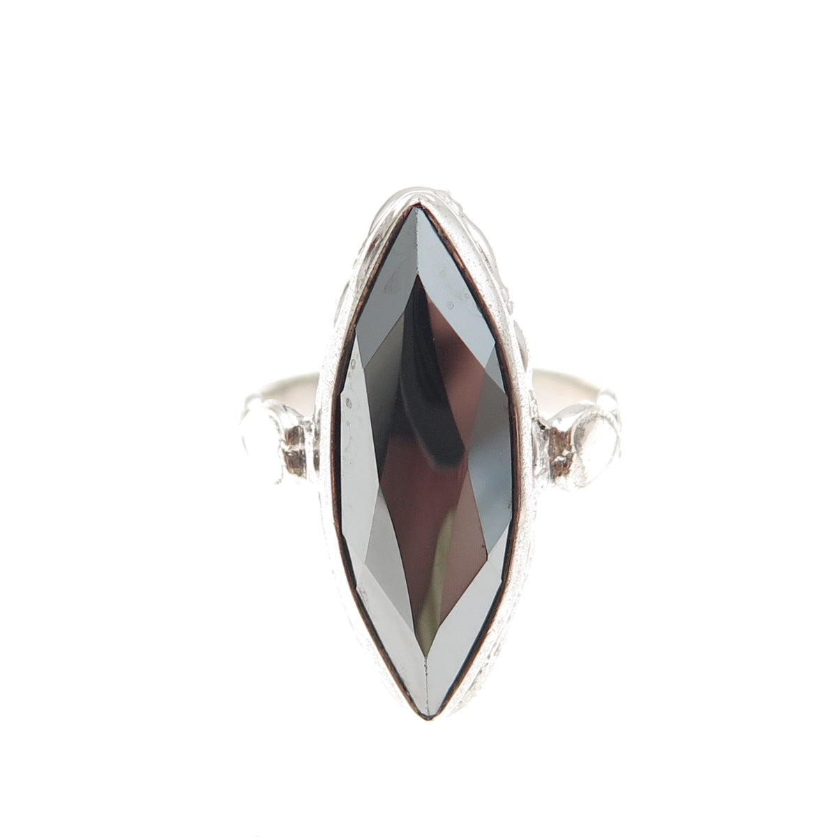 Clark & Coombs Sterling Silver Antique Art Deco Real Hematite Heart Ring Size 3