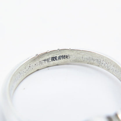 925 Sterling Silver Vintage Ribbed Oval Bar Ring Size 6.75