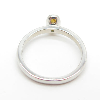 925 Sterling Silver Oval-Cut Yellow C Z Ring Size 7