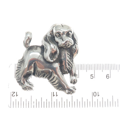 LANG 925 Sterling Silver Vintage Cocker Spaniel Dog Repousse Oxidized Pin Brooch