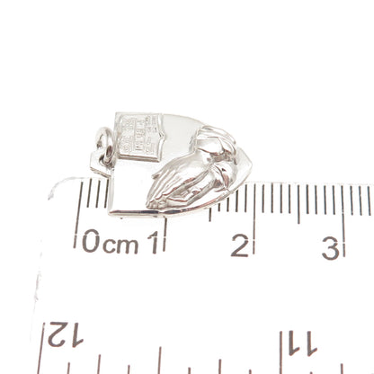 Hayward 925 Sterling Silver Vintage Prayer Hands Mini Charm Pendant