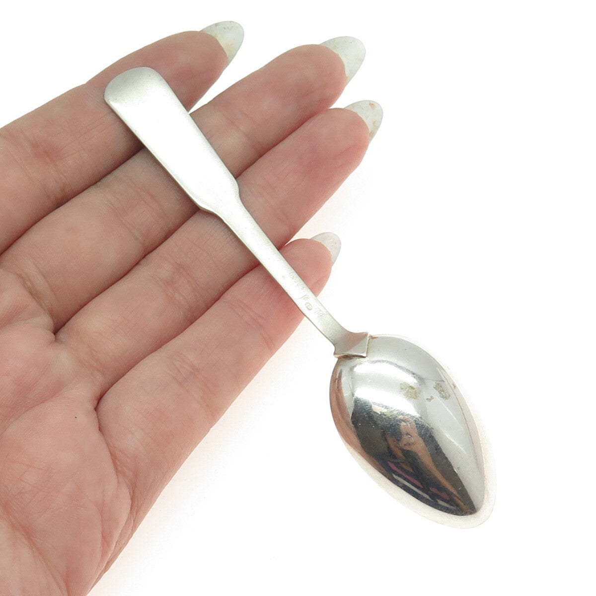 800 Silver Antique France Enamel Praha / Prague Coffee Spoon