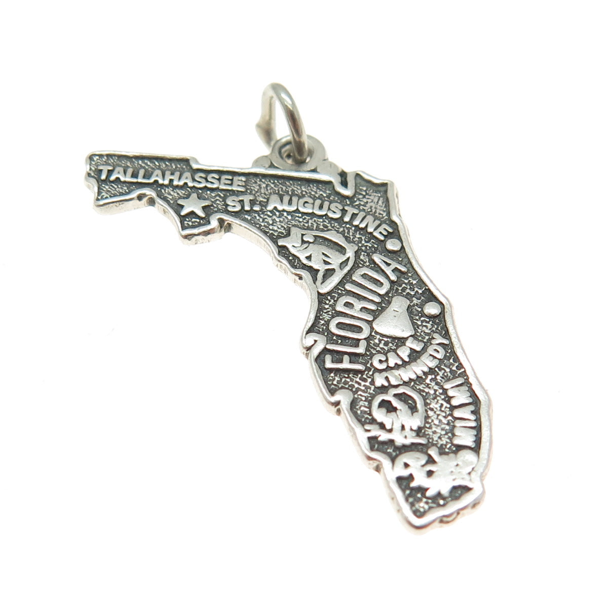 MAISELS INDIAN TRADING 925 Sterling Silver Vintage Florida State Map Pendant