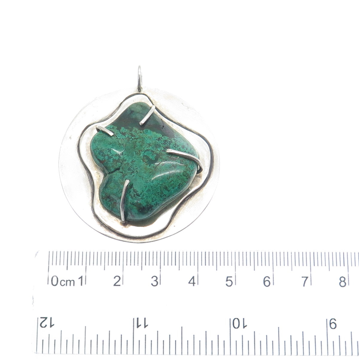 SAJA 925 Sterling Silver Vintage Real Chrysocolla Modernist Pendant