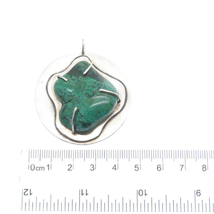 SAJA 925 Sterling Silver Vintage Real Chrysocolla Modernist Pendant