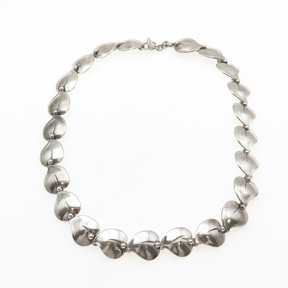 N.E From 925S Sterling Vintage Denmark Modernist Floral Heart Chain Necklace 14"