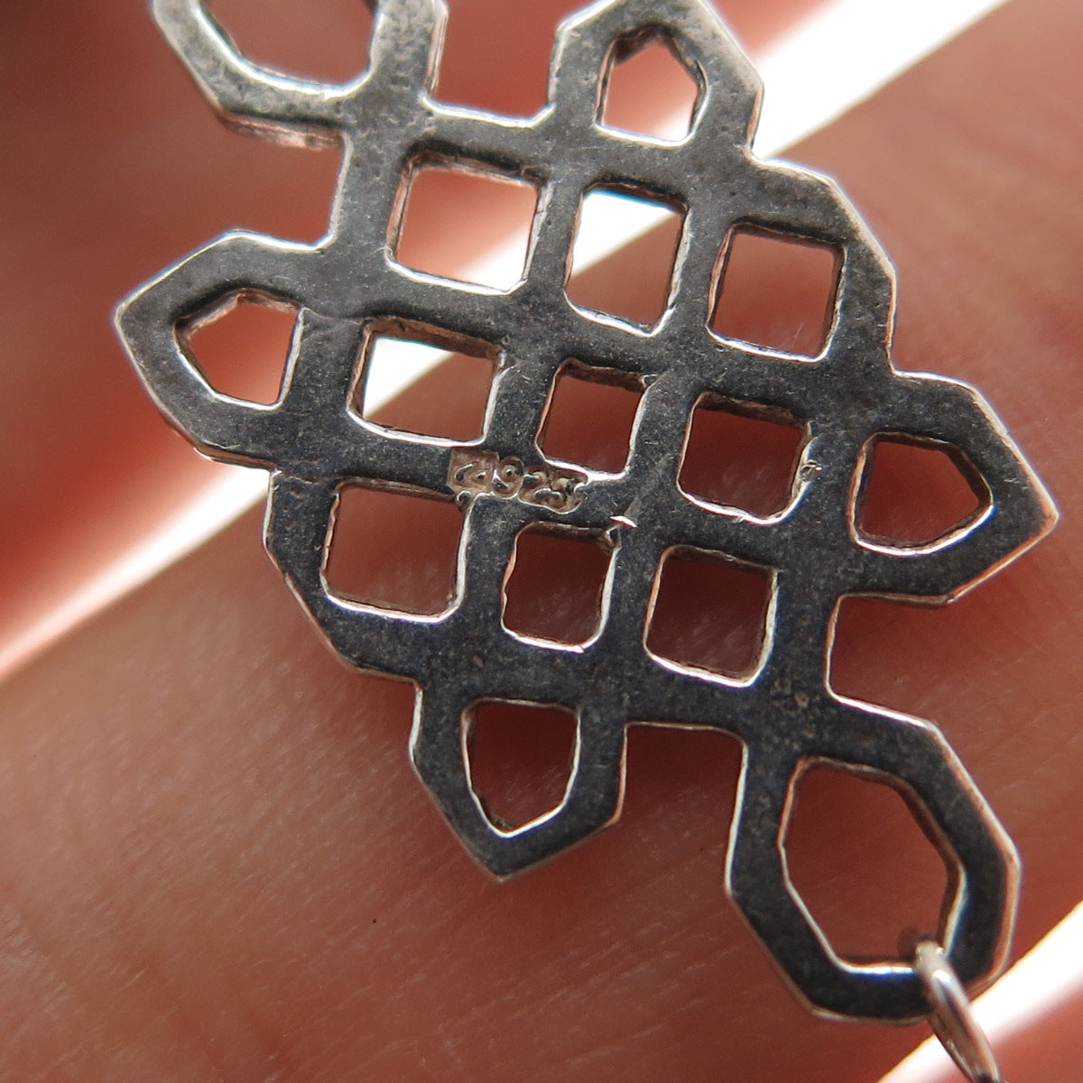 925 Sterling Silver Vintage Black & White Onyx Carnelian Turquoise Necklace 16"