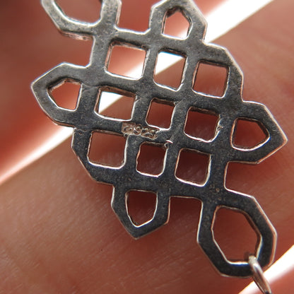 925 Sterling Silver Vintage Black & White Onyx Carnelian Turquoise Necklace 16"