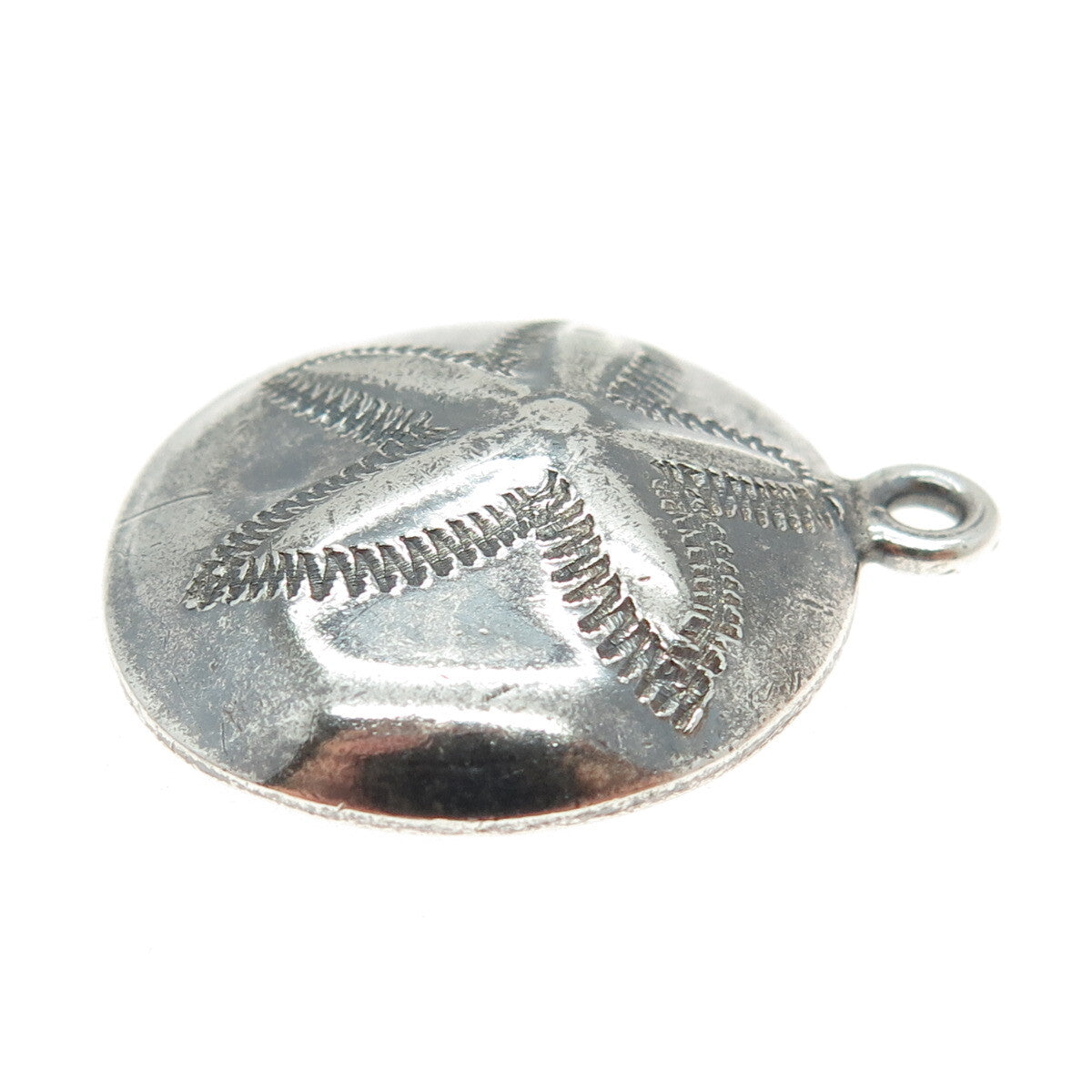 925 Sterling Silver Vintage Sand Dollar Oxidized Pendant