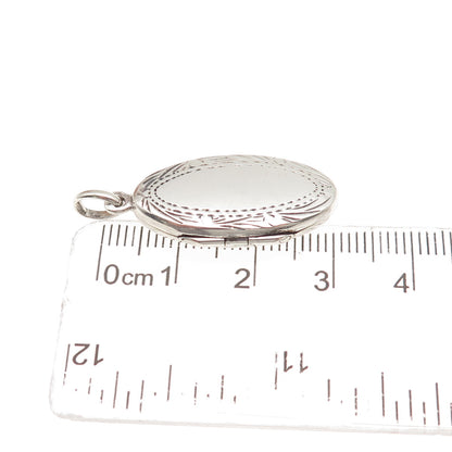 925 Sterling Silver Vintage Engraved Oval Locket Charm Pendant