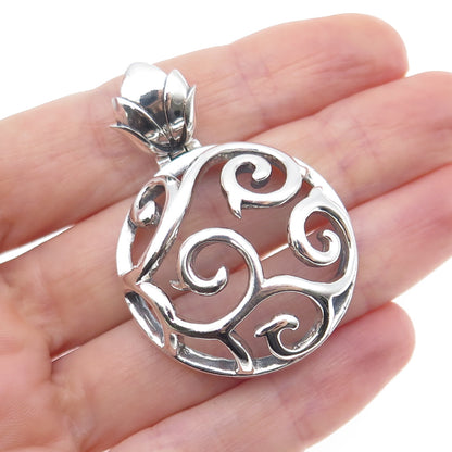 BARSE 925 Sterling Silver Vintage Modernist Swirl Oxidized Charm Pendant