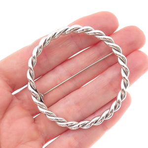 925 Sterling Silver Vintage Mexico Twisted Circle of Life Oxidized Pin Brooch