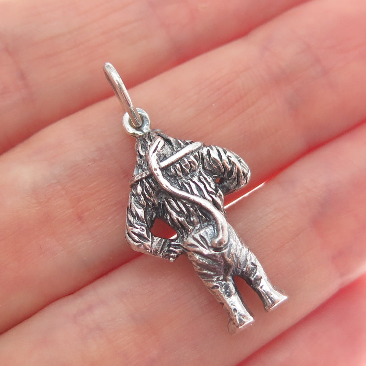 925 Sterling Silver Vintage Cowardly Lion Wizard of Oz Oxidized Charm Pendant