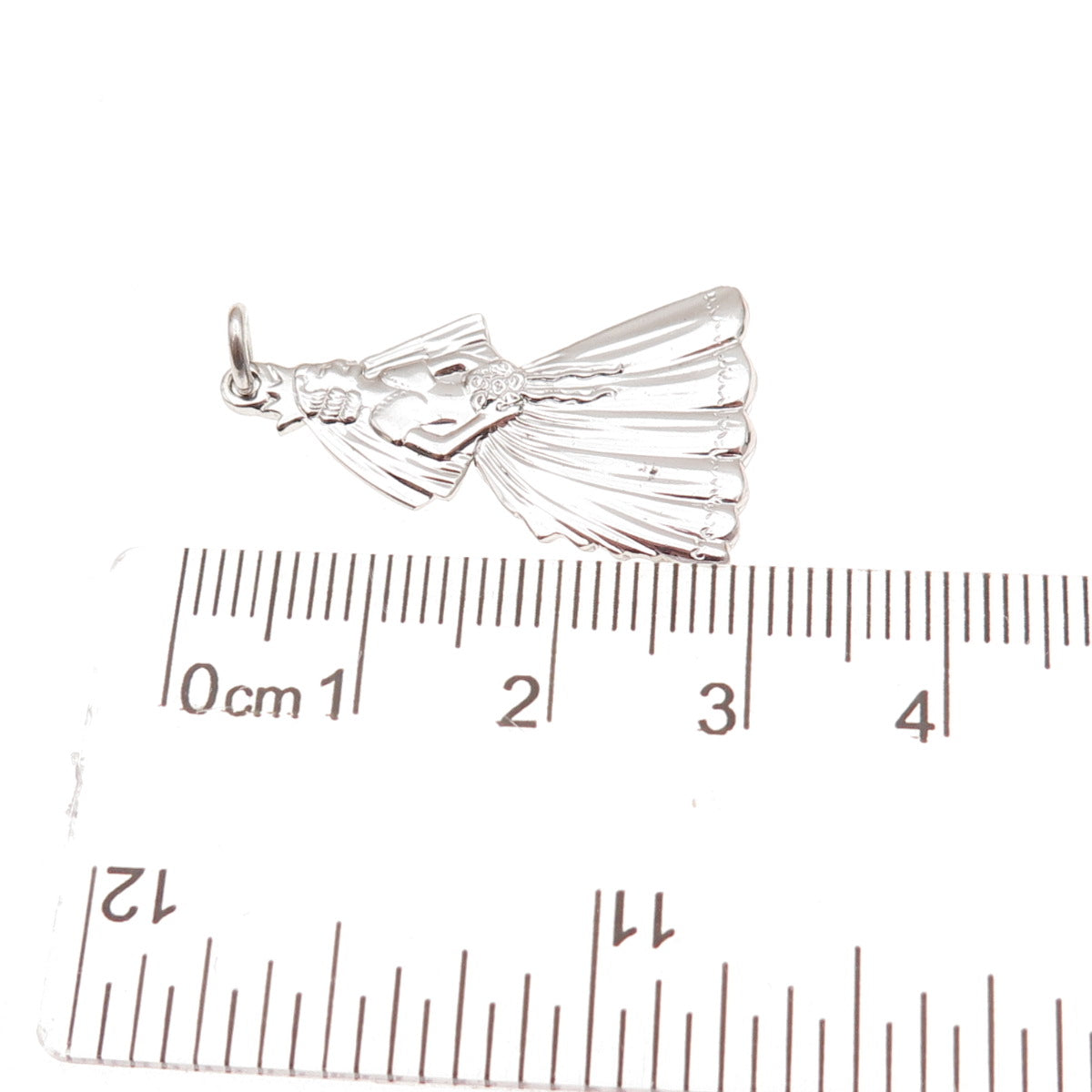 925 Sterling Silver Vintage Bride Oxidized Charm Pendant