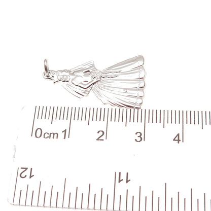 925 Sterling Silver Vintage Bride Oxidized Charm Pendant