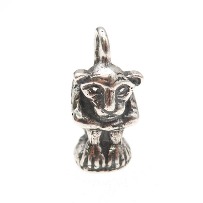 S. Drac 925 Sterling Silver Vintage Gothic Gargoyle Oxidized 3D Pendant