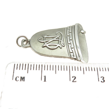 ARINA'S 925 Sterling Silver Vintage "NLS" Signet Bell Pendant