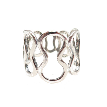 925 Sterling Silver Vintage Modernist Number 8 Ring Size 9.25