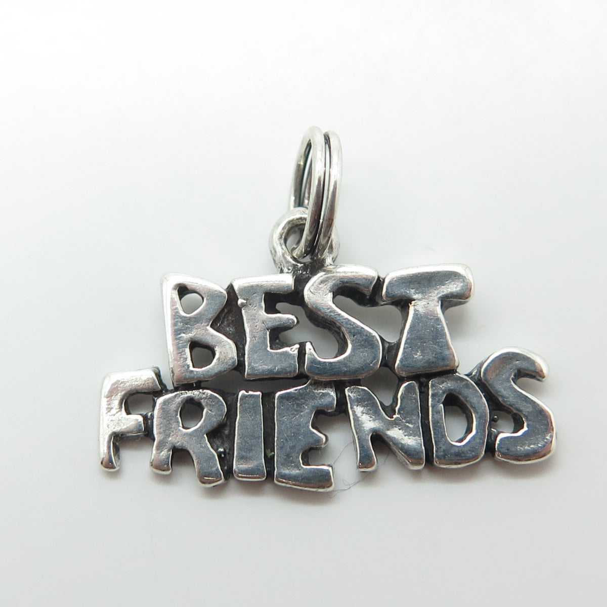 925 Sterling Silver Vintage "BEST FRIENDS" Charm Pendant