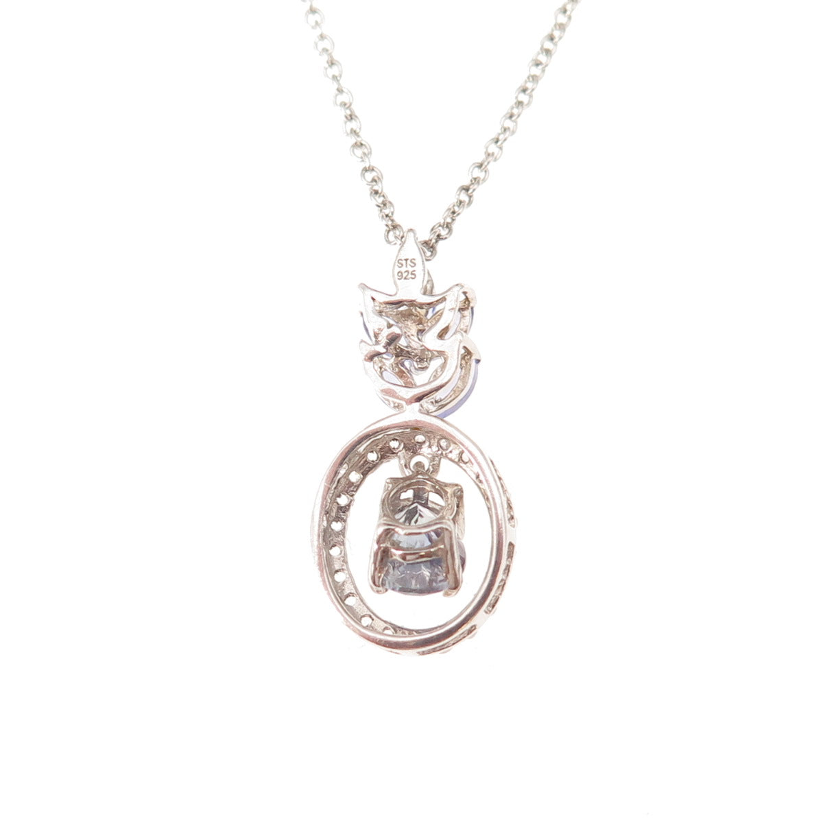 Chuck Clemency 925 Sterling Silver Real Tanzanite White Topaz Chain Necklace 18"