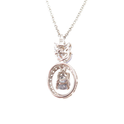 Chuck Clemency 925 Sterling Silver Real Tanzanite White Topaz Chain Necklace 18"