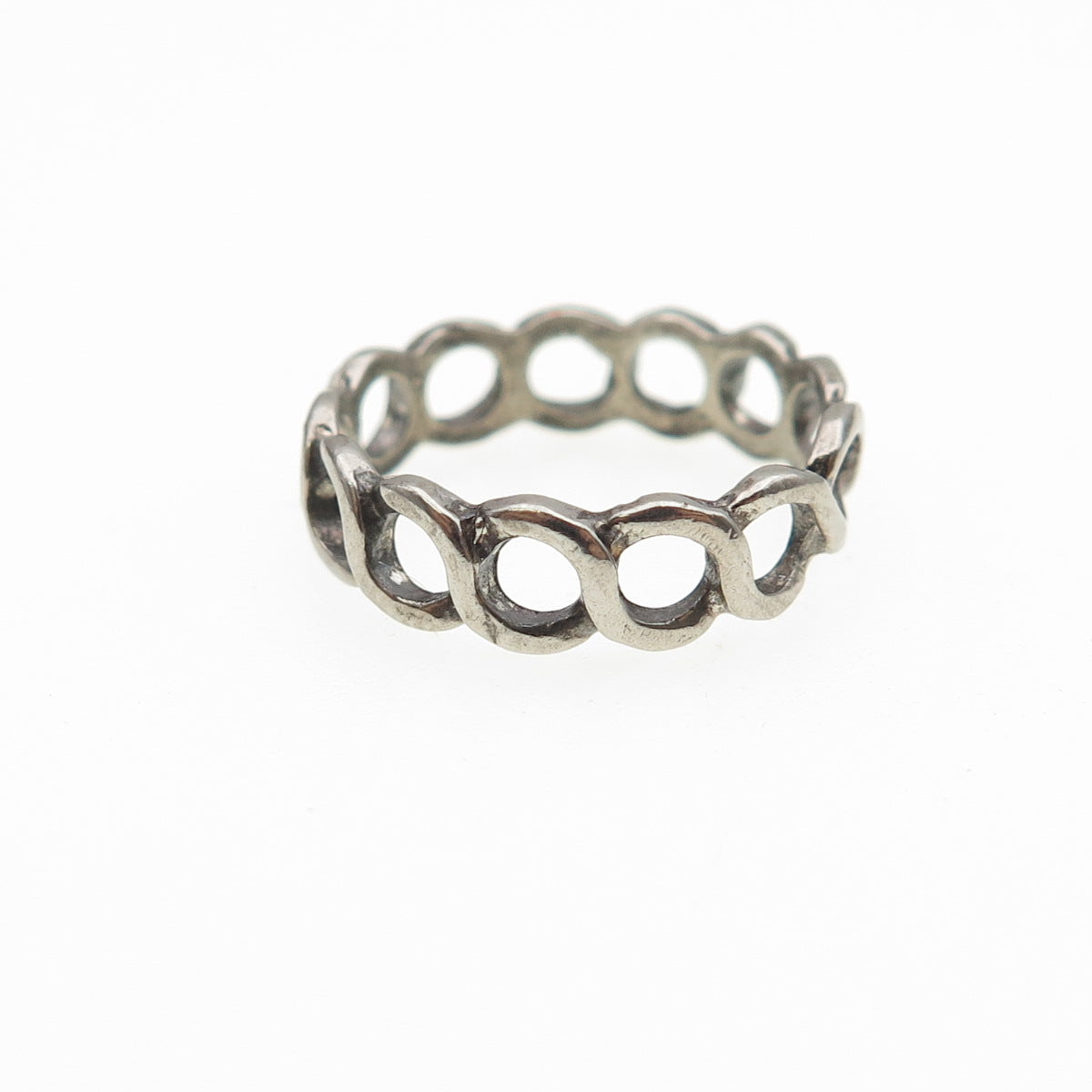 925 Sterling Silver Vintage Infinity Link Oxidized Band Ring Size 5.25