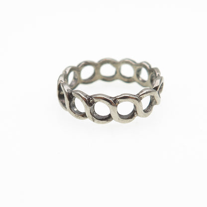 925 Sterling Silver Vintage Infinity Link Oxidized Band Ring Size 5.25