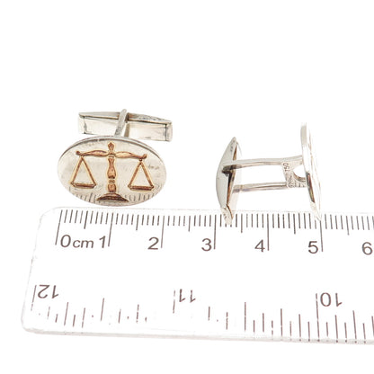 TIFFANY & CO. 925 Sterling Silver 18K Gold Vintage Libra Zodiac Sign Cufflinks