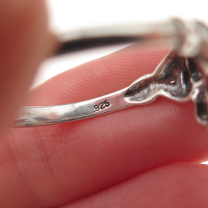 Shube Sterling Silver Vintage Real Emerald Irish Claddagh Oxidized Ring Size 10