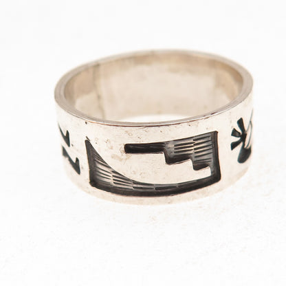 Gene Pooyouma Old Pawn 925 Sterling Silver Vintage Kokopelli Ring Size 11.75