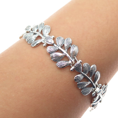 HAGIT GORALI Sterling Silver Vintage Israel Floral Leaf Oxidized Bracelet 6.75"