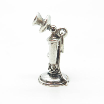 BEAU 925 Sterling Silver Vintage Candlestick Phone Charm Pendant