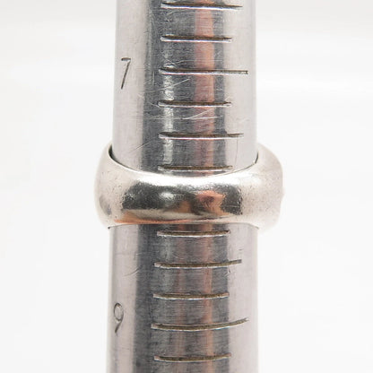 925 Sterling Silver Vintage Modernist Wide Ring Size 8.25