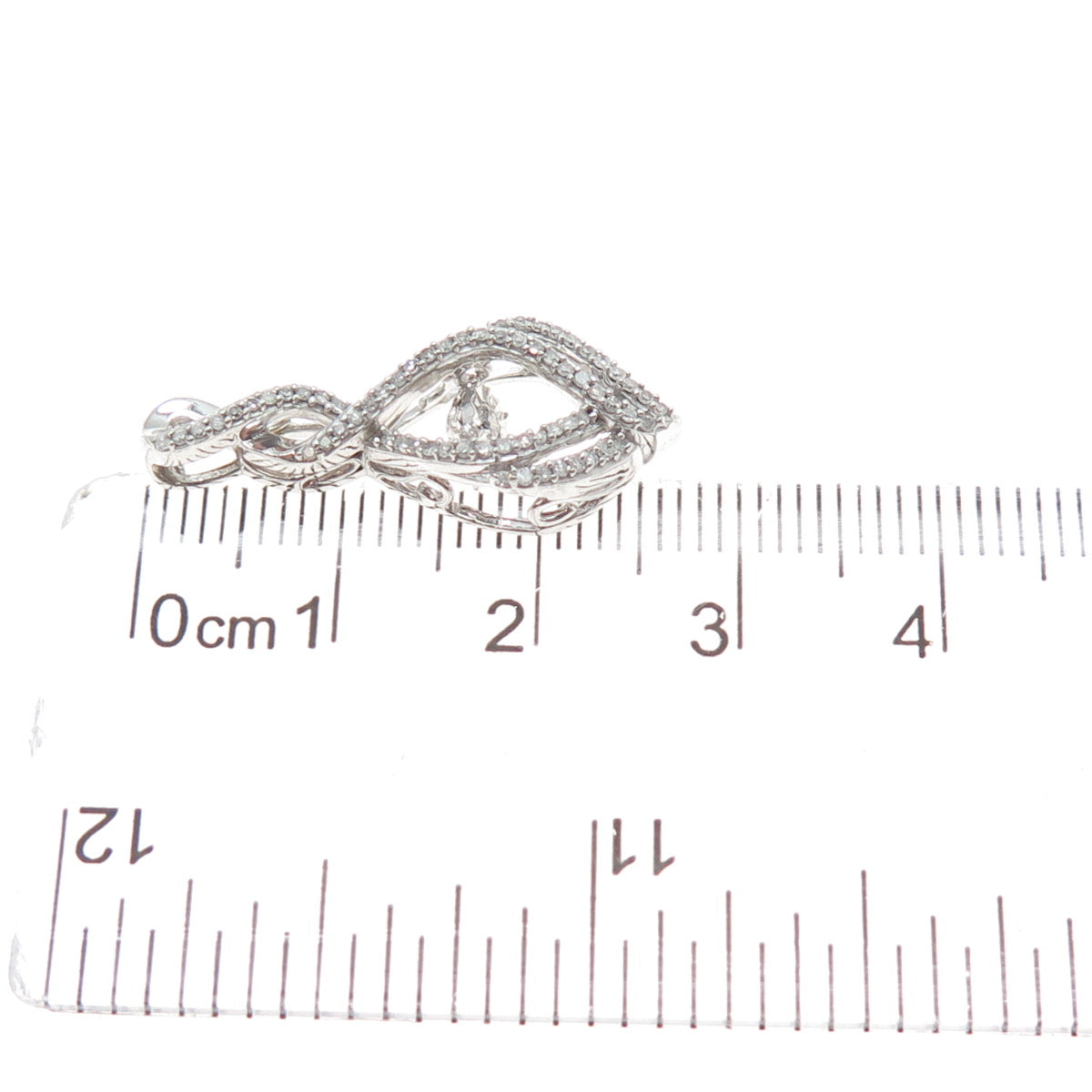 925 Sterling Silver Real Round-Cut Diamond Infinity Slide Pendant