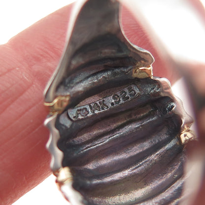 MICHAEL ANTHONY 925 Sterling Silver 14K Gold Vintage Modernist Dome Ring Size 10