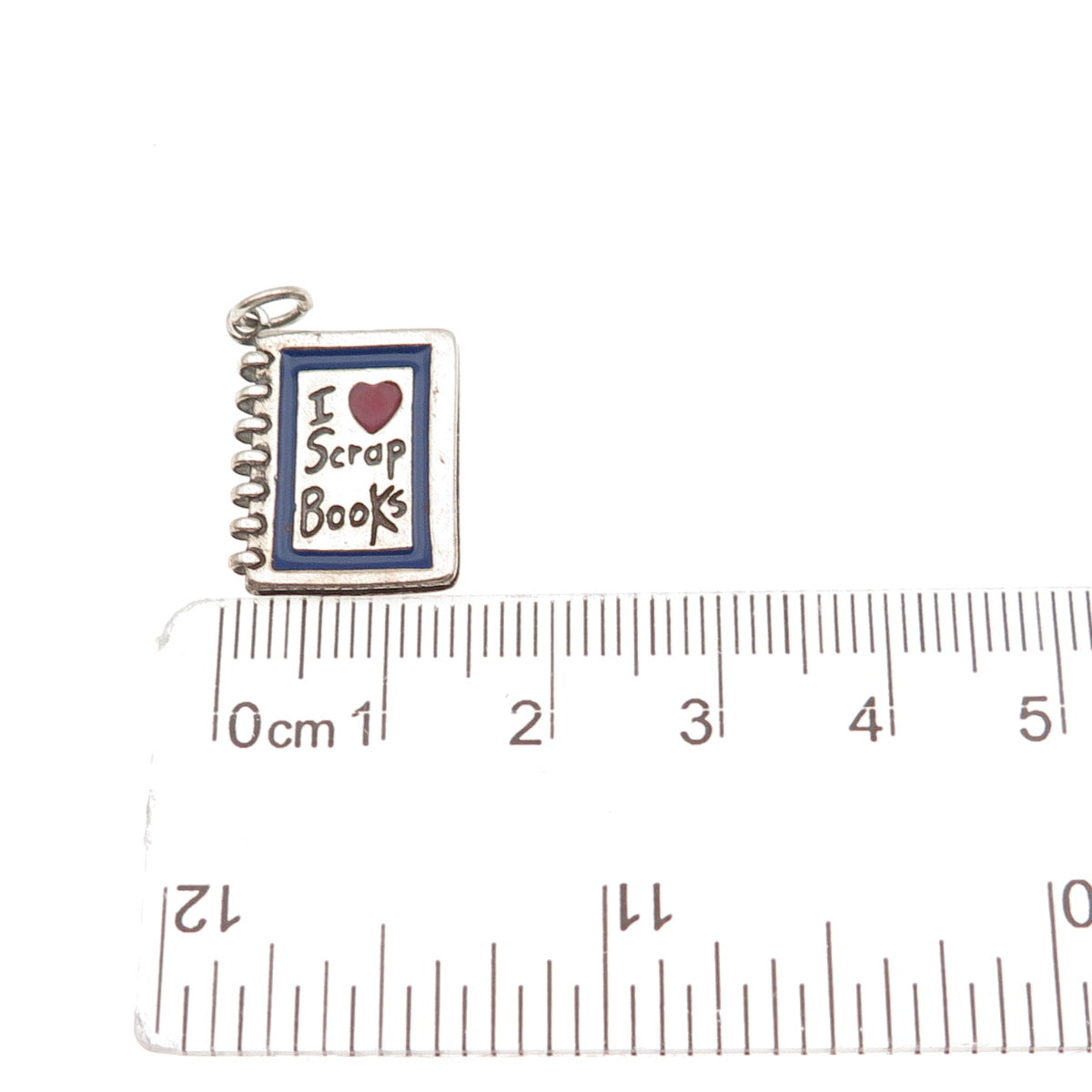 Shube 925 Sterling Silver Vintage Enamel I Love Scrapbooks Mini Charm Pendant