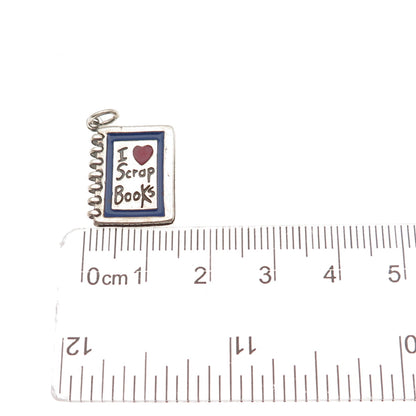 Shube 925 Sterling Silver Vintage Enamel I Love Scrapbooks Mini Charm Pendant