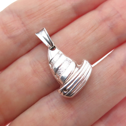 925 Sterling Silver Vintage Italy Sailboat Minimalist Charm Pendant