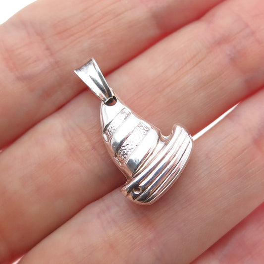 925 Sterling Silver Vintage Italy Sailboat Minimalist Charm Pendant
